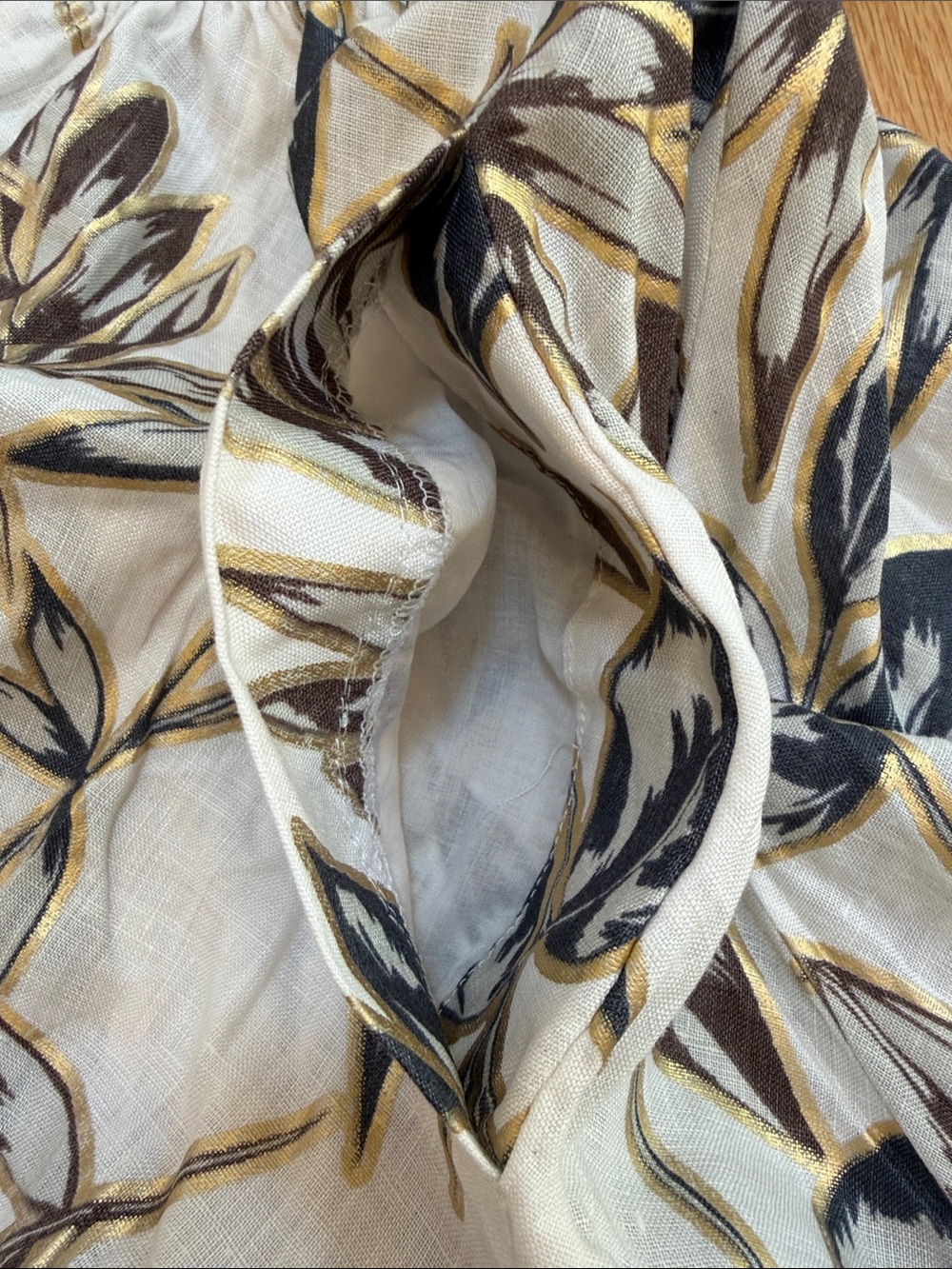 J.Crew SZ 8, front button gold leaf linen dress with pockets. - Picture 10 of 11